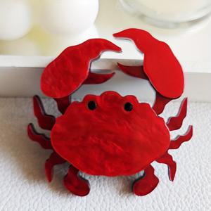 TEMU 핸드메이드 아크릴 게 브로치 핀 - 우아하고 기발한 동물 디자인, 생동감 넘치는 레드 컬러와 정교한 디테일, 스카프, 가방, 재킷에 어울리는 다재다능한 패션 액세서리 - 독특한 선물 아이디어, 게 장식, 카툰 스타일, 핸드크래프트, 스카프 장식, 세밀한 장인 정신, 피스, 기발한 스타일