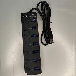 TEMU 1.2m 7-in-1 USB-A to 7포트 USB 3.0 허브 스플리터 익스텐더, 독립 전원/잠금 및 LED 표시기 포함, 5Gbps 데이터 전송 속도, MacBook, 노트북, Surface Pro, PS4, 외장 하드 드라이브, 플래시 드라이브, 마우스 등 호환 가능