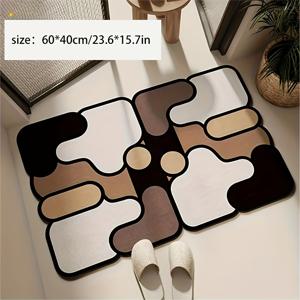 TEMU 1pc 퍼즐 패턴 규조석 진흙 도어 매트, 창의적인 도어 매트, 욕실 미끄럼 방지 매트, 장식용 도어 매트, 흡수성, 미끄럼 방지, 빠른 건조, 부드럽고 넓은 공간
