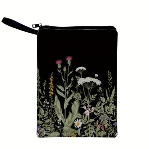 TEMU 1pc 여름 꽃 & 녹색 식물 이중면 프린트 포켓 북 커버 - 흑색 핸들, 책을 읽는 열정가 및 문학 창작자에게 완벽한, 책 포켓, 창의적 글쓰기, 예술적 커버, 내구성 바인딩, 창의적 커버, 책을 읽는 사랑하는 사람들