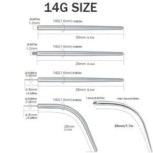 TEMU 316L 수술용 스테인리스 스틸 외부 나사, 내부 나사, 직선 바, 곡선 바 핀 인서트, 테이퍼드 바디 피어싱 보조 도구 세트, 18G, 16G, 14G, 0.9mm, 1.2mm, 배꼽 피어싱, 귀걸이, 코링 및 다양한 피어싱 주얼리용 5개 세트|피어싱