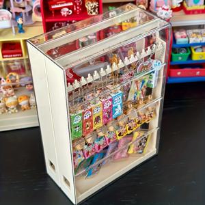 TEMU 3단 아크릴 키체인 정리대 & 걸이형 플랫 디스플레이 - 25cm 투명 데스크탑 수납용 애니메 피규어, 컬렉터블 아이템, 키체인 보관함 - 내구성 베이지 아트 케이스, 다층 스탠드