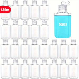 TEMU 50개 세트, 투명 리필 가능 병, 샴푸·바디워시·토너·헤어케어 에센셜 오일용 휴대용 뚜껑 포함 컨테이너, 가볍고 누수 방지 기능 여행용 보관 용기|트래블보틀