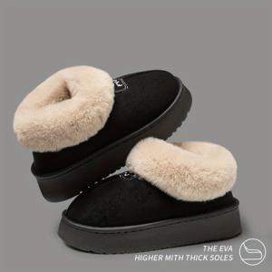 TEMU 여성용 포근한 기모 안감 슬립온 슬리퍼, 플러시 안감 & EVA 밑창 - 소프트 브라운, 사계절 실내/외 하우스 슈즈, 집, 여행, 실내외 사용, 스타일리시 슬립온, 내구성 좋은 접지력 신발, 편안한 신발, 캐주얼 웨어