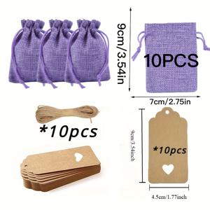 TEMU 30개 세트 - 보드태그가 있는 자루끈 수제포장백 (퍼플) / DIY 공예, 웨딩데코레이션, 선물포장용 | 이벤트/크리스마스/할로윈에 딱! 천연감성의 러스틱한 결혼식·생일파티·기념품가방