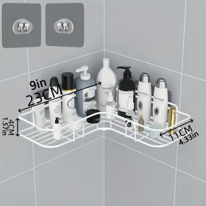 TEMU 1개 헤비듀티 욕실 코너 선반 - 공간 절약형 벽걸이 정리대, 무드릴 설치, 샤워기, 변기, 세면대용 모던 욕실 수납장 - 샴푸, 로션, 화장품, 휴지류 보관에 이상적, 컴팩트 디자인, 내식성 소재, 홈 오거나이저