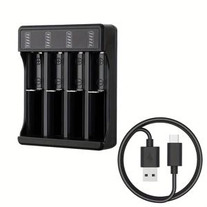 TEMU 스마트 고속 충전 - USB 전원 리튬이온 배터리 충전기, 개별 슬롯 보호 기능, 호버트랙/18650/14500/14650/16650/10400/18350/18500 호환 - DIY 프로젝트, 전동차량, 전동 공구용 컴팩트 충전 도크, 통합 USB 케이블, 개별 배터리 슬롯