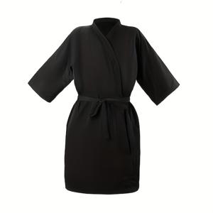 TEMU 1pc 전문 헤어드레싱 캐피스 V-넥 및 타이 웨스트 - 블랙 살롱 헤어컷팅 및 미용 살롱 유니폼 헤어드레싱, 스타일링 및 헤어컷팅 도구 - 내구성 및 스타일리시 헤어 액세서리, 살롱 액세서리, 스타일리시 살롱 웨어, 품질 구축