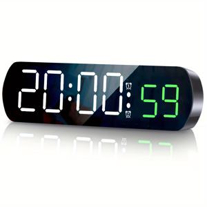 TEMU 음성 인식 디지털 알람 시계 - 카운트다운, 온도 표시, 24시간 형식, 야간 조명, 듀얼 타임존, 2색 디스플레이, 밝기 조절, USB 충전 포트 - 세련된 홈 데코 디자인, 배터리 미포함, USB 케이블 포함