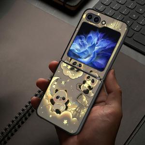 TEMU 스타 판다 계단 오르기 갤럭시 Z 플립 7/6/5/4/ZFLIP7/Z Flip 3/ZFlip 5G 하드 백 커버 케이스