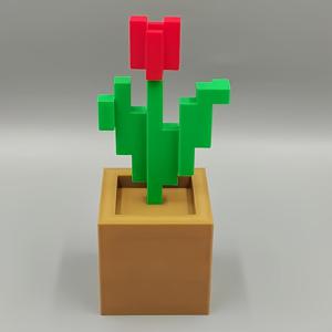 TEMU [2D 플랫] 3D 프린팅 튤립 꽃 장식 - 핑크 & 화이트 픽셀 디자인, 전원 불필요, 플라스틱 재질, 모던한 실내 홈 데코, 침실 & 거실용, 추수감사절, 크리스마스, 할로윈에 완벽, 튤립 장식, 크리스마스에 최고