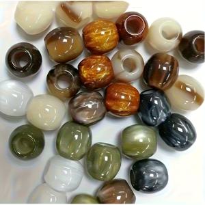 TEMU 30개 세트 12mm 대구멍 레진 비즈 - 대리석 및 얼룩무늬 패턴, 멀티컬러 | DIY 주얼리 제작, 팔찌 및 목걸이 액세서리, 다기능 비즈링, 광택 표면, 주얼리 공예에 적합, 핸드메이드 액세서리,창의적인 디자이너들,공예 애호가
