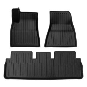 TEMU 테슬라 모델 3 (2025년형) 전용 3pcs 프론트 & 리어 바닥매트 세트, 미끄럼방지 TPE 소재, 방수 및 얼룩 방지, 업그레이드 디자인