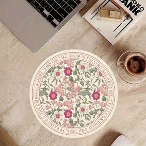 TEMU 라운드 마우스 패드 - 미끄럼 방지 고무 베이스, 내구성 있는 스티치 가장자리, 7.9x7.9인치 소형 레트로 스타일 데스크 매트, 홈 오피스용, 세탁 가능 및 청소 용이, 우아한 디자인의 컴퓨터 액세서리, 작업 공간용 마우스 패드