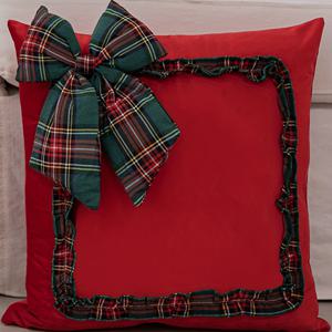 TEMU 1개 수제 크리스마스 쿠션 커버 - 레드 & 그린 팜하우스 장식, 지퍼 클로저, 소파/침대용 부드러운 셰닐 베개커버, 추수감사절 & 크리스마스 , 시즌 홈 액센트, 페스티브 리본 디자인, 원단 품질, 홈 스타일링, 크리스마스 인테리어 소품|인테리어소품