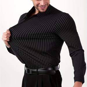 TEMU 남성용 드레스 셔츠 - 긴 소매 정장 & 비즈니스 셔츠, 신축성 있는 사무실 셔츠, 비침 방지 주름 방지 원단, 세탁기 사용 가능 슬림핏 웨딩, 파티, 일상복, 통기성 좋은 재질, 다목적 상의, 기업 복장|남자셔츠