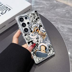 TEMU 스타일리시 애니메이션 스트로우 햇 보이 폰 케이스 - 삼성 갤럭시 S25, S24, S23, S22 FE 울트라 플러스 4G/5G용 메탈릭 실버 렌즈 프레임 & 투명 소프트 백 커버