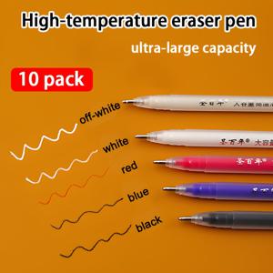 TEMU 10개 고용량 열전사 잉크 펜 - 직물 및 인조 가죽용, 5가지 색상 (베이지 핑크, 화이트, 블루, 블랙) - 비침 방지 재봉 및 공예 도구, 의류 마킹, 투명 플라스틱 디자인, 내구성 있는 플라스틱 케이스