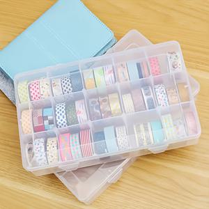 TEMU 15구 투명 플라스틱 테이프 정리함 - 내구성 있는 폴리프로필렌 데스크탑 보관 박스, 와시테이프 & 공예용품 및 사무용품 수납, 휴대용 디자인 [4계절], 리본 보관함