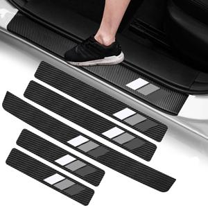 TEMU 3색 카본 파이버 PU 도어 실 프로텍터 5개 세트 - 레트로 디자인, 내구성 있는 스크래치 방지 자동차 및 트럭용 | 우아한 차량 장식 | 질감 표면, 문 가장자리 보호기, M, M, W, M