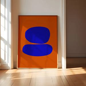 TEMU 1개 추상 벽 예술 프린트 - 생동감 넘치는 오렌지, 블루, 옐로우 모던 페인팅, 액자 없는 세로형 캔버스 포스터 (거실/침실/주방 장식용) - 집들이 선물, 실내외 현대 디자인