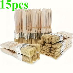 TEMU 15/25개 다목적 나무손잡이 브러시, 1인치 - 대면적 페인팅에 이상적 ~ 아트, 공예, 접착제 도포 & 자연스러운 마감의 페인트 – DIY 프로젝트와 전문가용으로 완벽한 선택, 원목 브러시, 가구용 페인트 브러시 세트, 가구 수리, 다재다능한 디자인, 매끄러운 마감, 알루미늄 고정링, 고품질 솔모, 홈데코레이터, 공예 애호가 필수