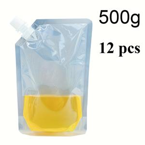 TEMU 12개 재사용 가능한 식품 보관 가방, 밀폐형 역전 입구 - 투명한 사각 플라스틱 용기, 곡물, 쌀, 파스타 및 식료품 정리용, 내구성 있는 주방 및 식료품 저장 용품, 재사용 가능 제품 봉투