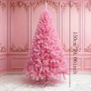 TEMU 핑크 크리스마스 트리, 1.5m/4.92ft 크기, 실내 호텔 및 쇼핑몰 장식용, 바닥 스탠딩 크리스마스 트리 (장식품 미포함)