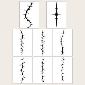 TEMU 8개 할로윈 임시 타투 스티커 세트 - 블랙 혈관 크랙 라이트 베이지 디자인, 방수 리얼리스틱 페이크 타투 (얼굴, 목, 어깨용) - 성인 및 청소년을 위한 DIY 파티 메이크업, 할로윈 코스튬 액세서리, 디테일된 혈관 패턴, 내구성 있는 접착제