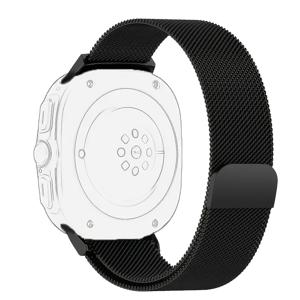 TEMU 삼성 갤럭시워치 Ultra 47mm용 이탈리아식 루프형 마그네틱 스트랩 - 7세대 자석버클이 있는 내구성 있는 스테인리스강 브레이디드 밴드, 통기성 좋은 블랙색상의 스포츠 워치 스트랩, for Galaxy Watch 액세서리를 위한 슬림하고 현대적인 손목띠, 금속감 마감, 웨어러블 테크놀로지, 피트니스 애호가와 테크 사랑을 위한