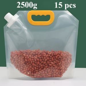 TEMU 15개 세트의 식품 보관 가방, 넓은 개구부가 있는 곡물 및 다양한 물품에 적합합니다. 이 투명한 밀봉 가방은 주방에서 가정용으로 완벽하며, 특히 곡물과 기타 다양한 음식 보존을 위해 특별히 디자인되었습니다