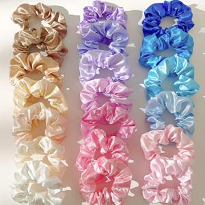 TEMU 20개 럭셔리 새틴 헤어 타이 - 우아하고 달콤한 스타일, 다양한 색상(베이지, 블루, 핑크, 퍼플, 화이트) 자연 러칭 디자인, 여름 헤어 액세서리에 완벽, 여성용 헤어 액세서리, 홈커밍 페스티벌, 헤어 스크런치, 여성용 헤어 타이, 헤어 밴드, 새틴 보우, 연한 파란 새틴 스크런치, 우아한 헤어 링, 매끄러운 헤어 밴드, 탄력 있는 헤어 링