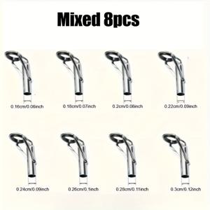 TEMU 8개 세트 헤비듀티 스테인리스 스틸 낚싯대 팁 수리 키트 (가이드 링 & 아이 포함) - 민물/바닷물 낚시용, 스핀핑크대, 플라이대, 캐스팅대 호환 (1.6-3mm)