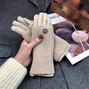 TEMU 1쌍 여성용 터치스크린 겨울 장갑 - 민감한 손가락 끝, 2가지 착용 방식, 스톤 장식 눈꽃 장갑, 날씨, 스마트폰 & 태블릿에 적합 (보온성 & 감도)|스마트워치