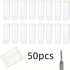 TEMU 50개 투명 신발끈 팁, 열수축 PVC 튜브, 신발끈 끝 수리, 대부분의 신발끈에 적합 (주의 - 구멍 크기 측정)