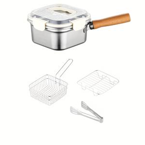 TEMU 2025년형 다기능 프라이팬 - 스테인리스 스틸, 인덕션 호환, 전기 불필요, 야채, 계란 등 조리에 적합 - 가정 요리, 주방 필수품|모던 주방용품|튼튼한 조리기구, 인덕션 냄비, 튀김 냄비, 스텐 냄비, 튀김트레이, 튀김망, 파스타냄비, 어묵탕 깊은냄비|인덕션