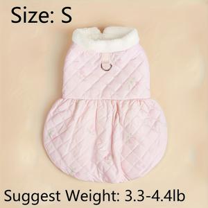 TEMU 핑크색 기모 안감의 호박 프린트 디자인 드레스 (목줄 제외). 고양이와 강아지에게 적합하며 가을, 겨울철 착용에 완벽합니다.