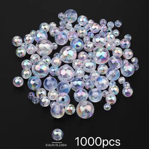 TEMU 200/500/1000개 6/8/10mm AB 무지개 빛깔 아크릴 라운드 비즈 – 화이트 투명 DIY 주얼리, 팔찌, 목걸이, 폰참 & 공예용|비즈목걸이