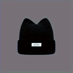 TEMU 여성용 고양이 귀 모자 - 겨울용 따뜻한 고양이 귀, 큰 머리에 맞는 스트레치 핏, 크리스마스용 귀여운 고양이 코스튬 액세서리, 세탁기 사용 가능 & 끈 조절 가능 (겨울 신상)