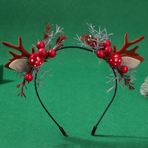 TEMU 1개 여성용 반짝이는 레드 & 골든 사슴뿔 헤어밴드 - 블랙 밴드 & 화이트 팁 - 버건디 베리 & 골든 캡 - 크리스마스 파티, 포토 촬영, 겨울 축제용 사슴뿔 - 실내/실외 사용 가능한 부드럽고 튼튼한 디자인 - 우아한 사슴뿔 헤어피스 (접착제 없음/쉬운 적용) - 레드 베리 & 화이트 팁이 있는 여성용 크리스마스 사슴뿔 헤어밴드
