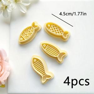 TEMU 4개 플라스틱 폴리머 클레이 물고기 바퀴 귀걸이 몰드 - 고정밀 DIY 주얼리 만들기 키트, 귀여운 작은 물고기 모양의 소프트 클레이 귀걸이, 펜던트, 스탬핑 & 엠보싱 도구 | 폴리머 클레이 & 도자기 공예용 클레이 몰드|슬라임