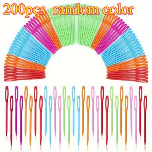 TEMU 200개입 - 안전한 포인트 팁 & 큰 눈이 있는 플라스틱 바늘 - 헤비듀티 실바늘, DIY 공예, 태피스트리, 다닝, 니들포인트에 적합 - 초보자와 전문 공예가에게 이상적