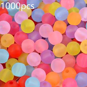 TEMU 1000개 투명 무광 라운드 아크릴 비즈 - 파스텔 & 네온 컬러 (핑크, 블루, 옐로우, 그린, 퍼플, 오렌지, 레드, 터키즈) - DIY 주얼리 만들기, 공예, 슬라임, 레진 아트, 파티 장식용 매트 구형 비즈 - 대량, 독특한 구슬, 크리스마스 공예 용품|슬라임
