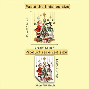 TEMU 1개 크리스마스 산타 눈사람 크리스마스 트리 선물 상자 크리스마스 볼 창문 스티커 창의적인 DIY 자체 접착 제거 가능 양면 시각적 PVC 유리 스티커, 거실 침실 식당 문과 창문 유리 장식 스티커