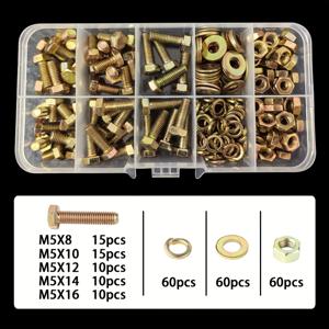 TEMU 240개/60세트 8.8 등급 합금강 너트 와셔 스프링 와셔 키트 - M4/M5 미터법 육각 나사, 내식성, DIY 프로젝트 및 수리용 육각 나사