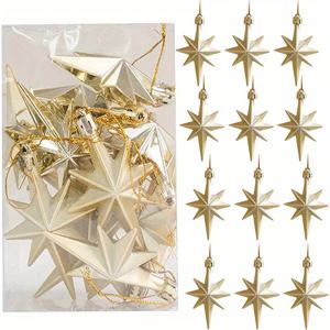 TEMU 12개 베레모 별 장식, 3.14인치 플라스틱 성탄절 장면 크리스마스 트리 걸이 장식, 파티, 축제 장식, 볼, 산타 클로스 펜던트, 소박한 스타일, 시즌 선물, 클래식 별 디자인, 가벼운 소재