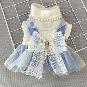 TEMU 우아한 드레스 - 가을 겨울용 포근한 애완동물 의류, , 포메라니안 & 새끼고양이에게 완벽한 핏|강아지옷