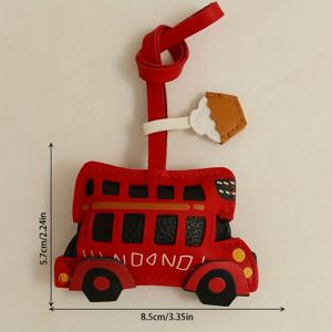 TEMU 1개 핸드메이드 빈티지 런던 버스 모양 PU 키체인 여성용 - 영국 택시 매력 액세서리, 아이코닉한 레드 & 화이트 런던 택시, 가방 & 차 키링 선물, 영국 문화 팬을 위한 베스트 프렌드 선물