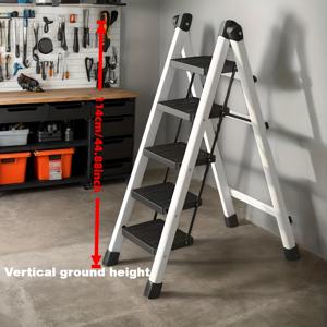 TEMU 헤비듀티 3-5단 접이식 사다리 스툴 - 미끄럼 방지 베이스, 튼튼한 금속 구조, 가볍고 휴대하기 쉬운 스틸 사다리, 홈, 차고, 작업실 및 집들이 선물용