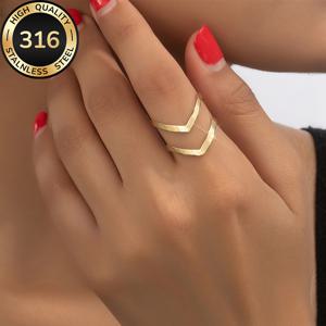 TEMU 고품질 스테인리스 스틸 골드 여성용 오픈 반지, 퇴색 방지, 편안하고 다용도, 심플한 우아함, 또는 파티에 완벽 – 여성들을 위한 스타일리시한 주얼리 선물